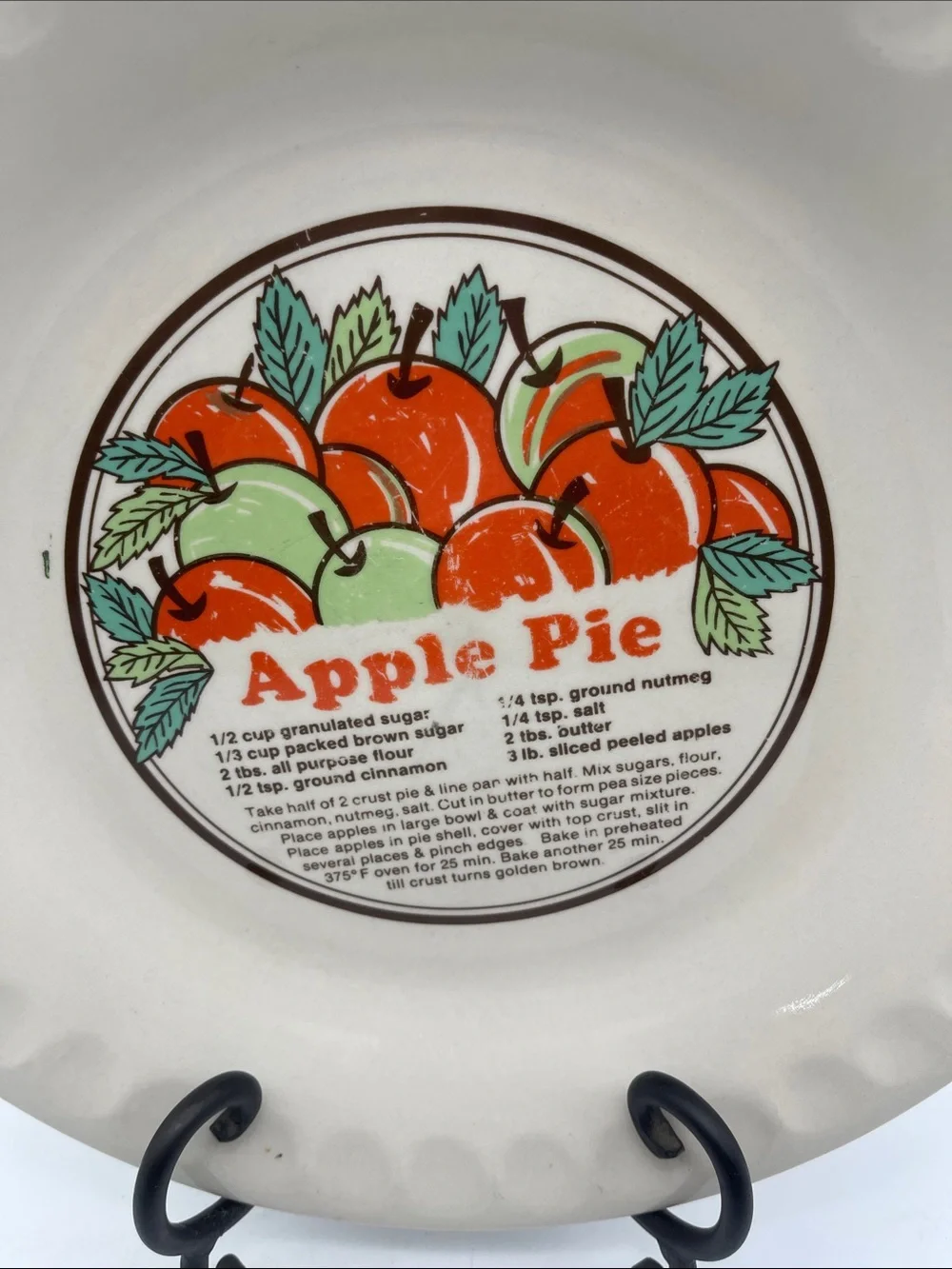 Vintage Apple Pie Recipe Dish Plate Sunnycraft Sunstone 11011 Collectible